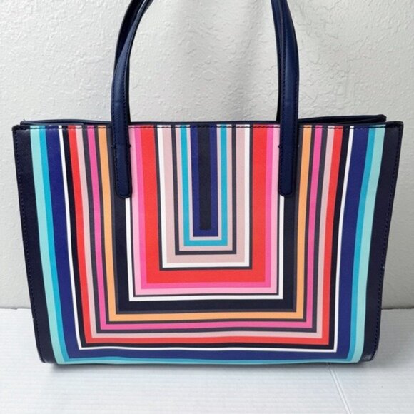 Trina Turk striped square tote blue multicolor - Picture 6 of 11